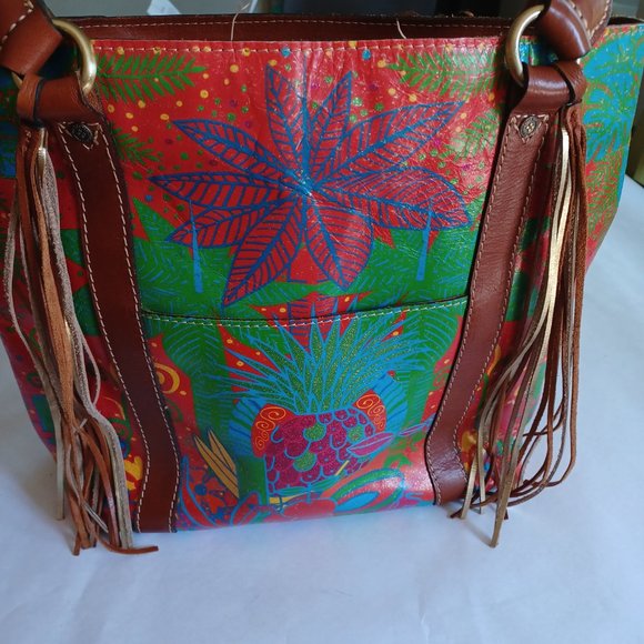 SOLD!--Patricia Nash Tropicana Summer, Cuban inspired Leather Bag - Picture 2 of 9